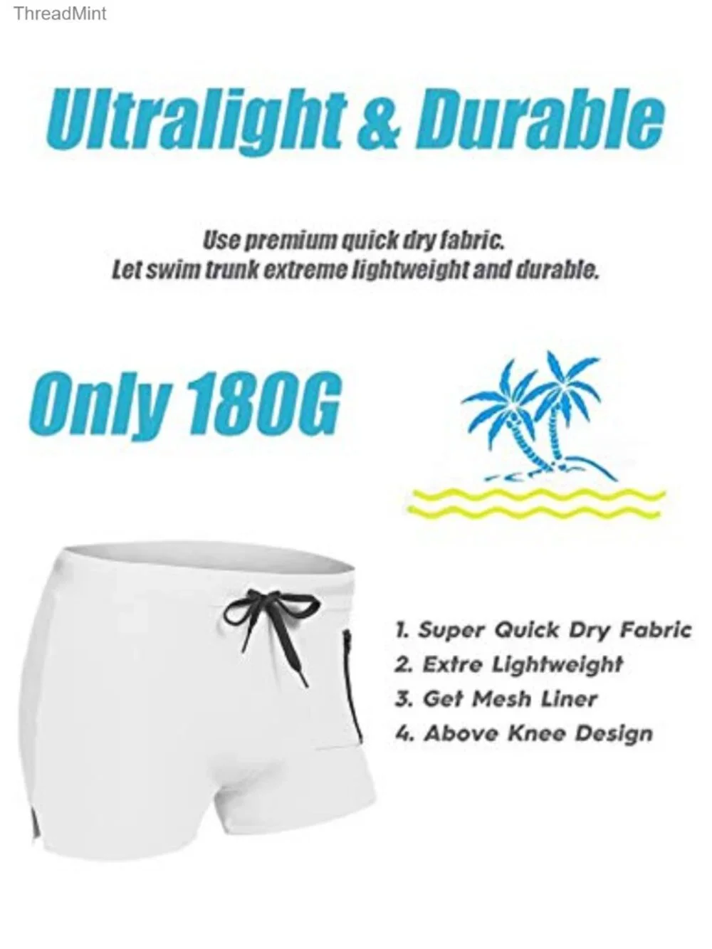 Mens Quick Dry Swim Trunks Slim Fit Briefs Board Shorts Beachwear